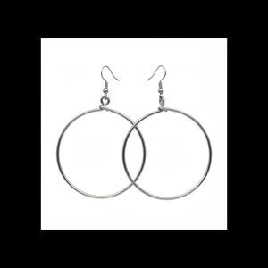 Silver Tone Hoop Dangle Earrings Large Lightweight Minimalist New